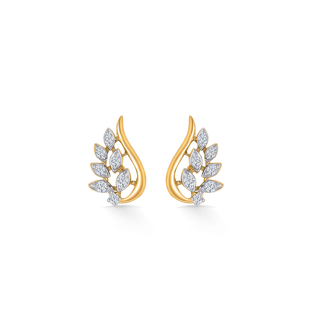 Botanical Glow Gold Stud Earring For Women