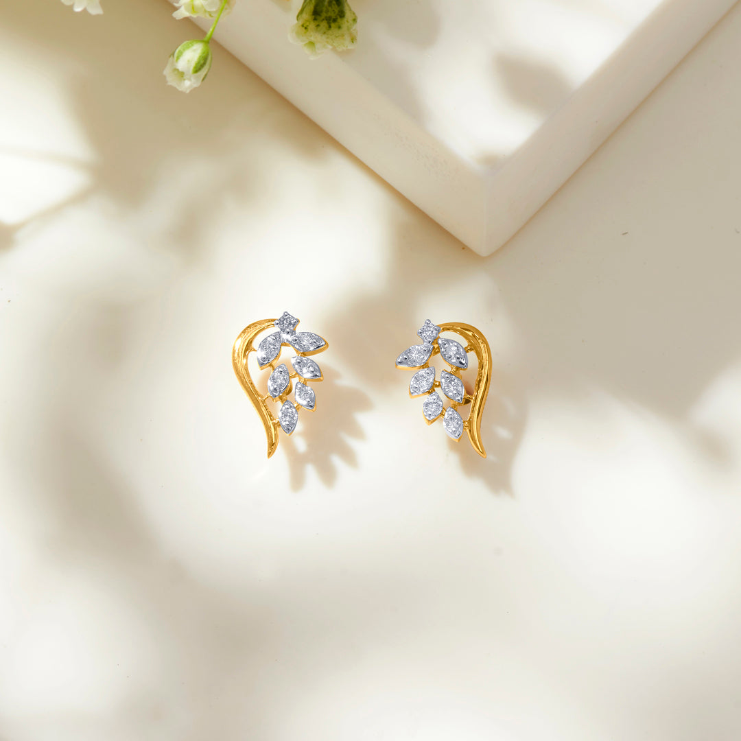Botanical Glow Gold Stud Earring For Women