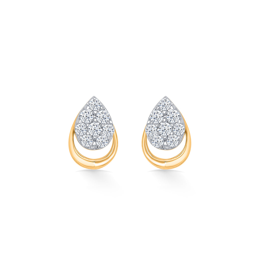 Droplet Gold & Diamond Stud Earring For Women