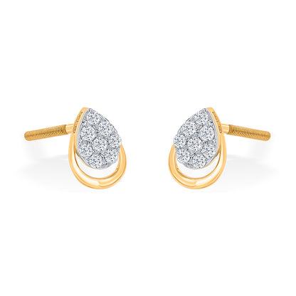 Droplet Gold & Diamond Stud Earring For Women