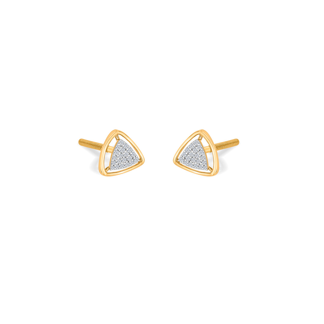 tri nova gold stud diamond earring for woman
