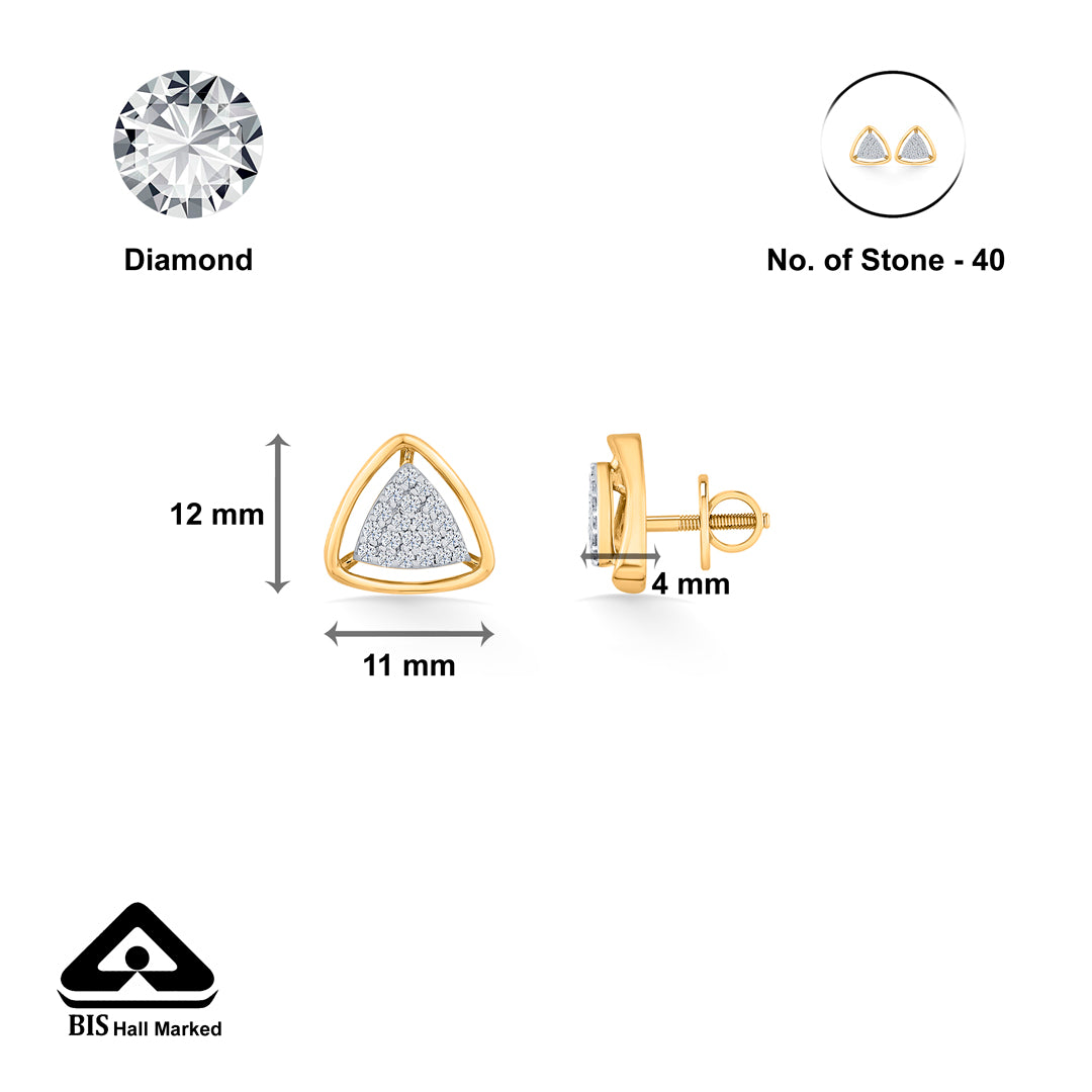 tri nova gold stud diamond earring for woman
