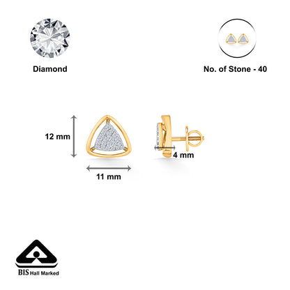 Tri Nova Gold Stud Diamond Earring for Woman