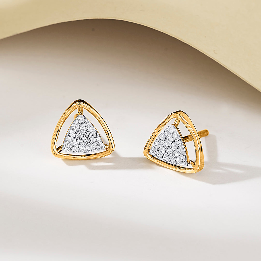 Tri Nova Gold Stud Diamond Earring for Women