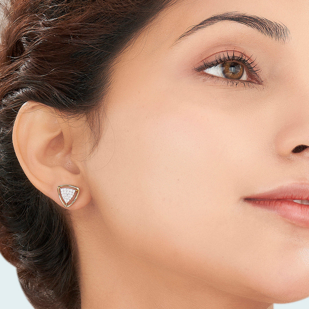 Tri Nova Gold Stud Diamond Earring for Women