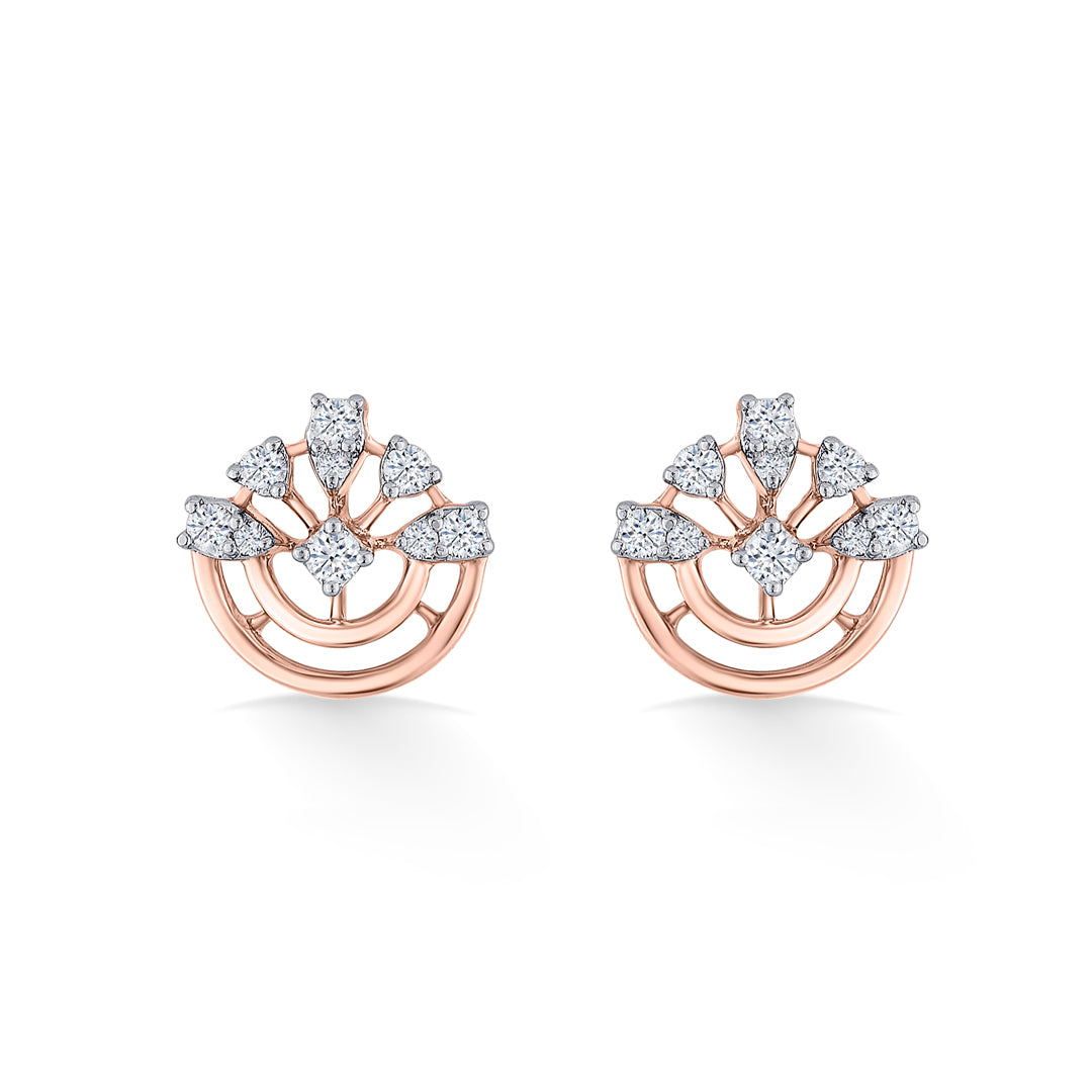 dazzling crown gold stud diamond earring for women