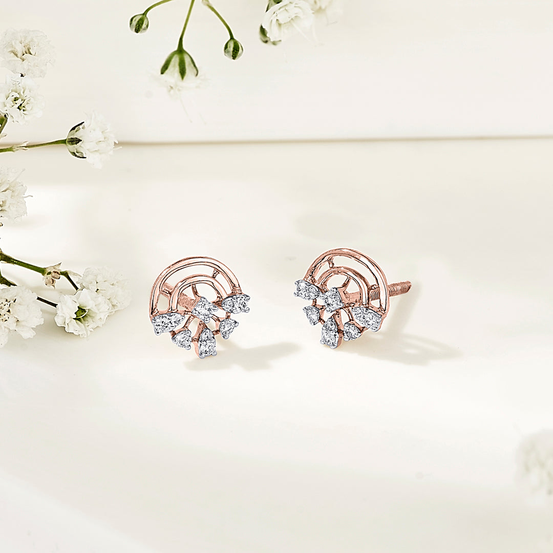 Dazzling Crown Gold Stud Diamond Earring for Women