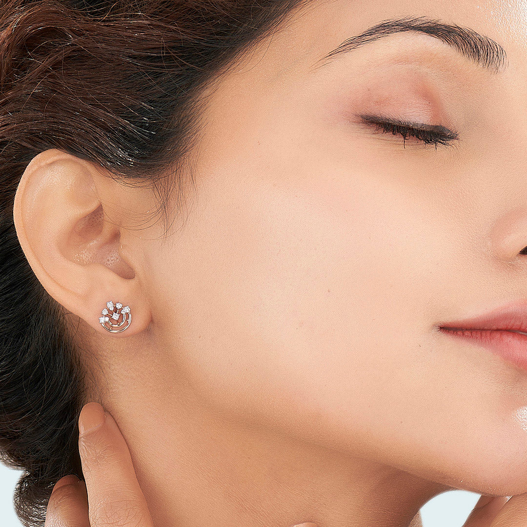 Dazzling Crown Gold Stud Diamond Earring for Women