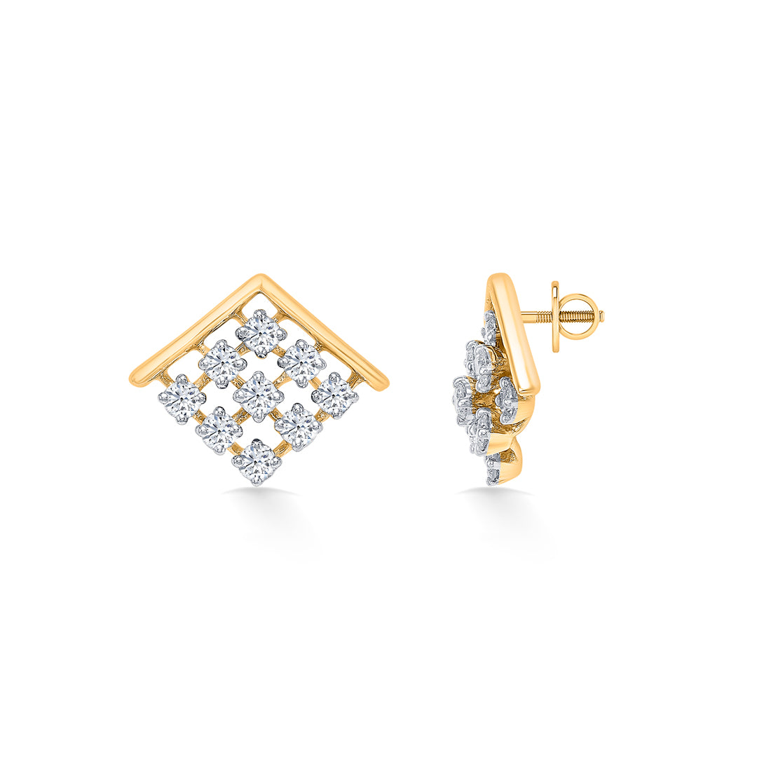 elixon charm gold & diamond stud earring