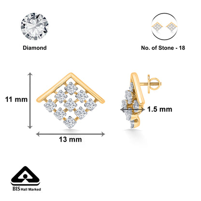 Elixon Charm Gold & Diamond Stud Earring