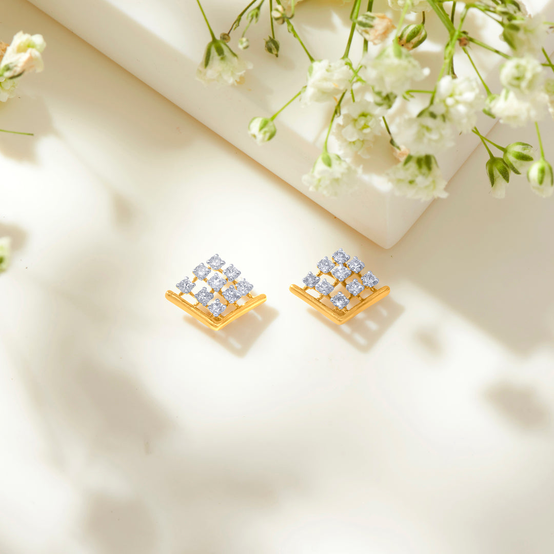 Elixon Charm Gold & Diamond Stud Earring