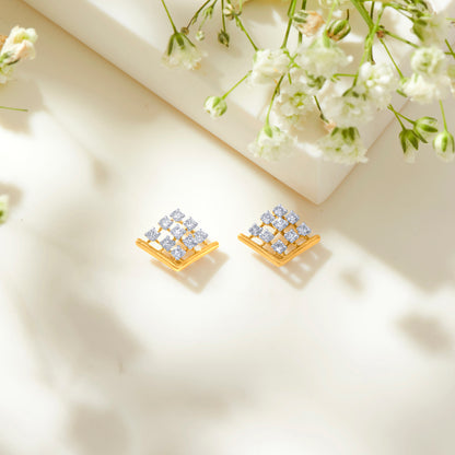 Elixon Charm Gold & Diamond Stud Earring