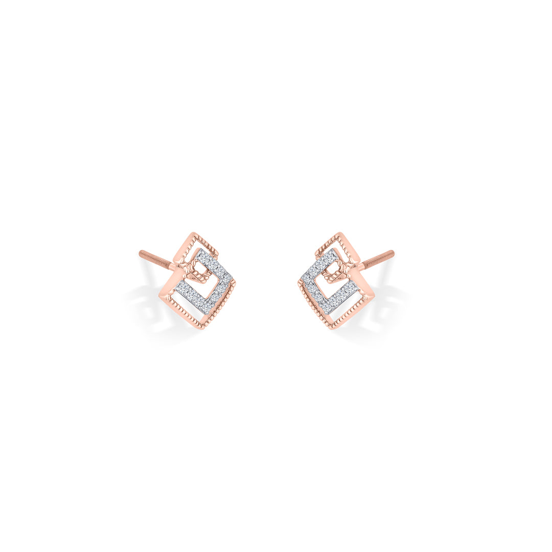 prismatic union gold & diamond stud earring for woman