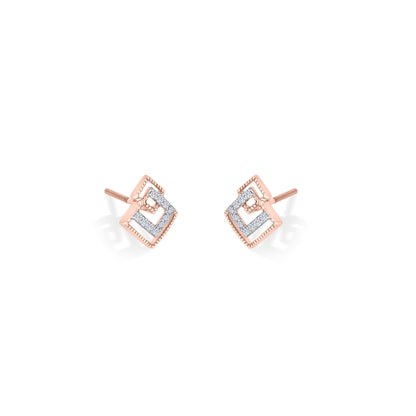 Prismatic Union Gold & Diamond Stud Earring For Woman
