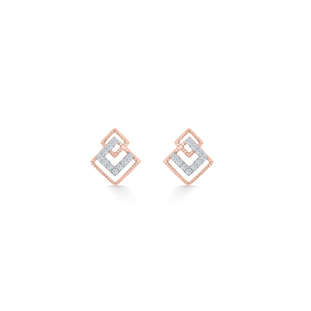 prismatic union gold & diamond stud earring for women