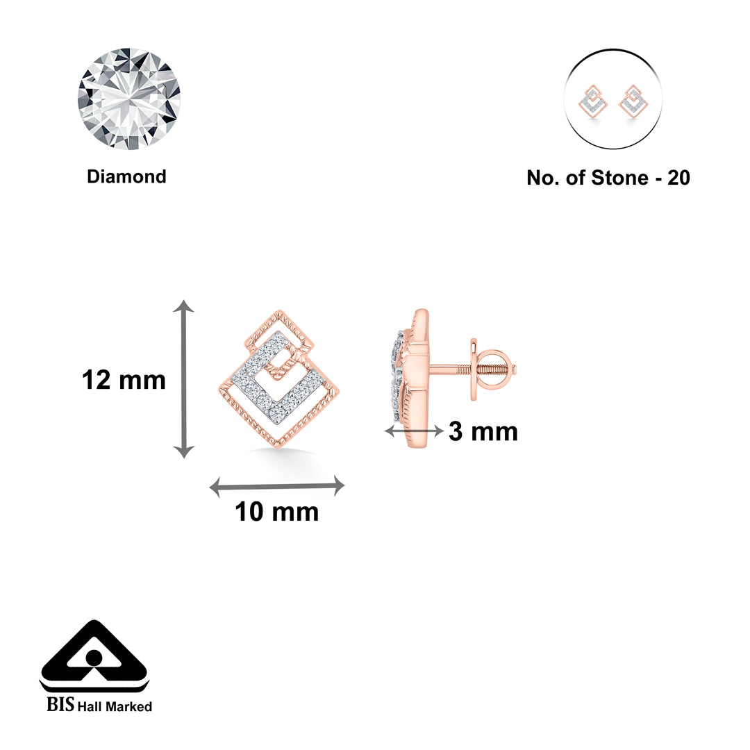 prismatic union gold & diamond stud earring for woman