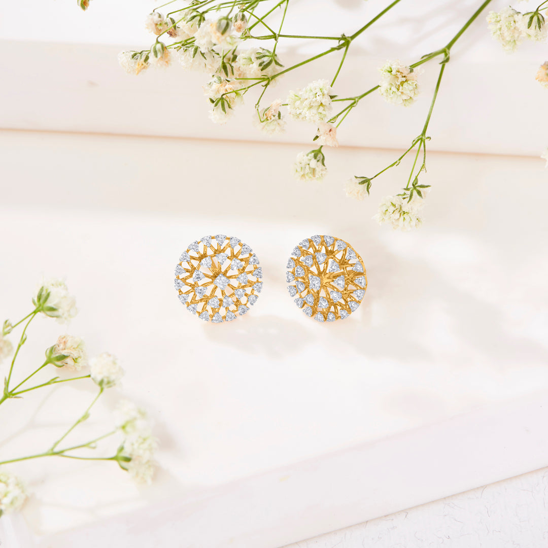 Circlet Gold & Diamond Stud Earring For Women