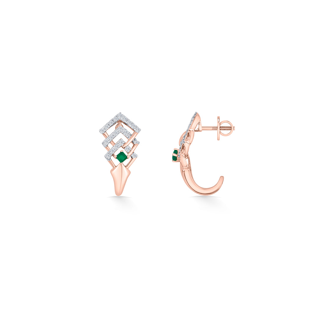emerald maze gold stud diamond earring for woman