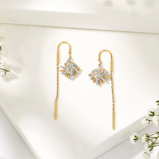 Astral Bloom Gold Stud Diamond Earring for Woman