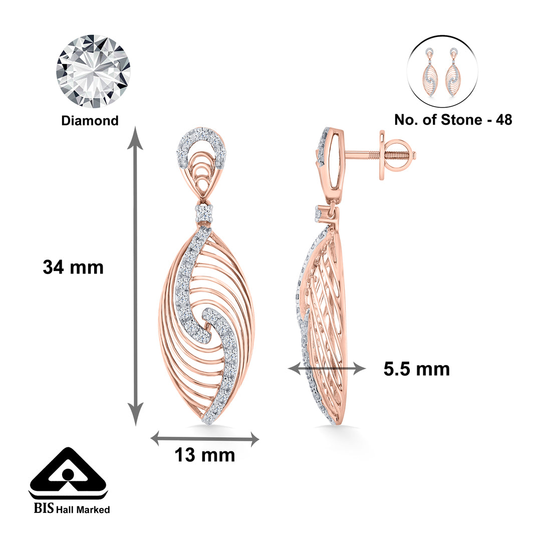 serapha twirl gold stud diamond earring