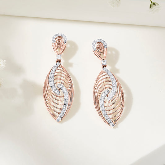 Serapha Twirl Gold Stud Diamond Earring