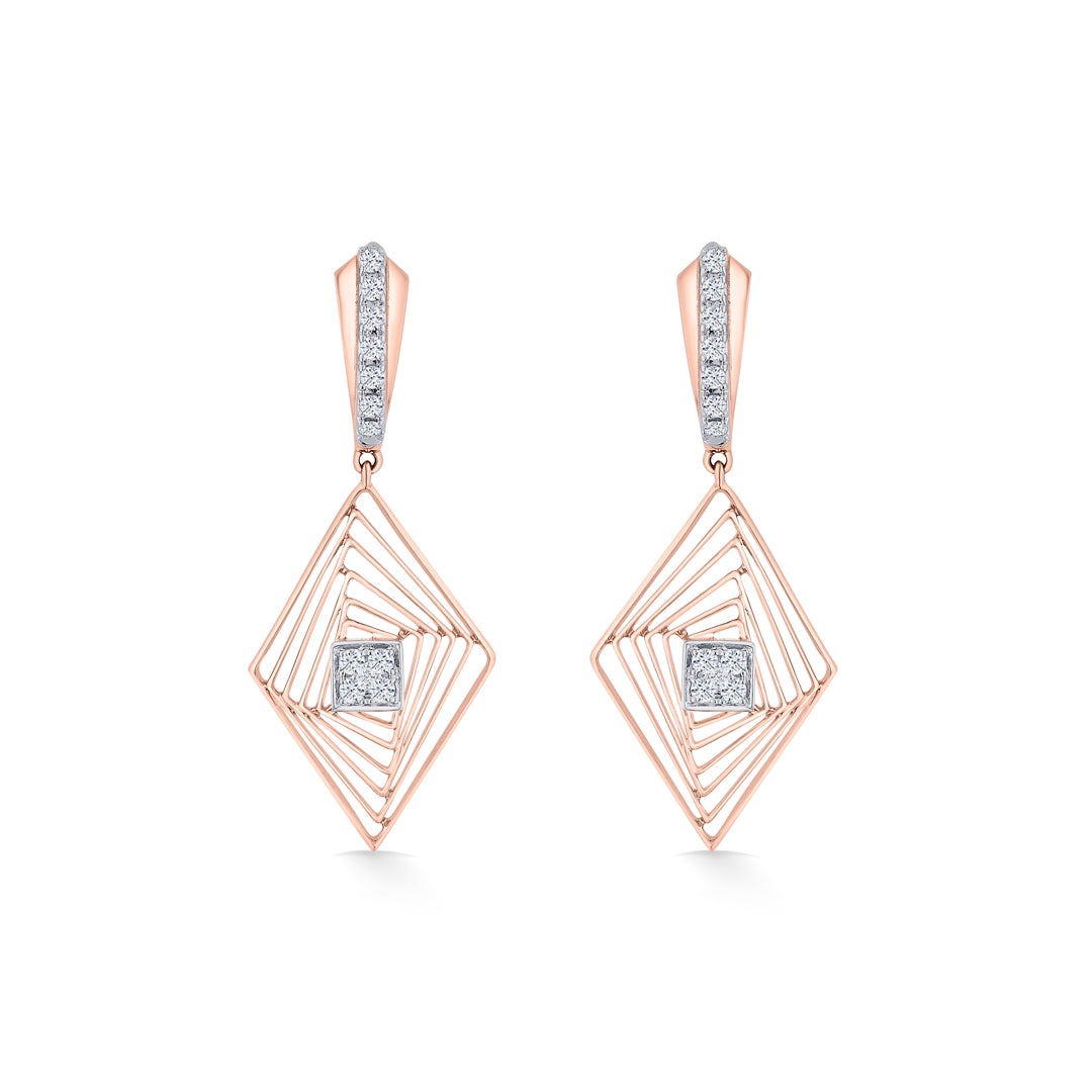 vortex glint gold stud diamond earring