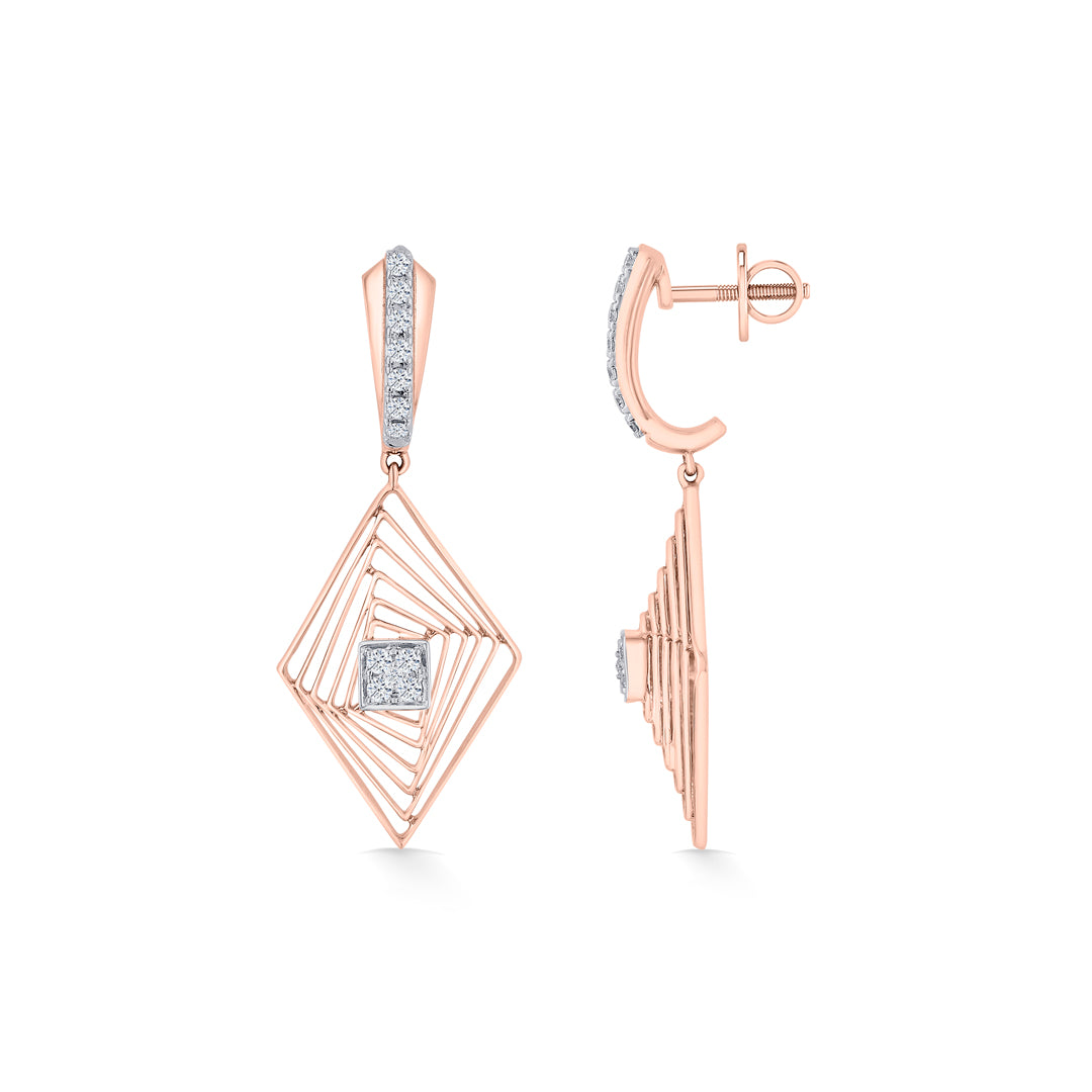 vortex glint gold stud diamond earring