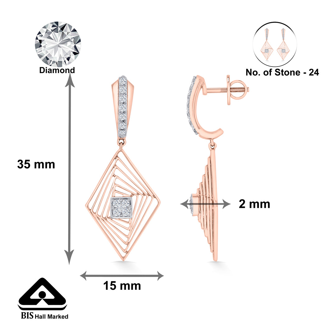 vortex glint gold stud diamond earring