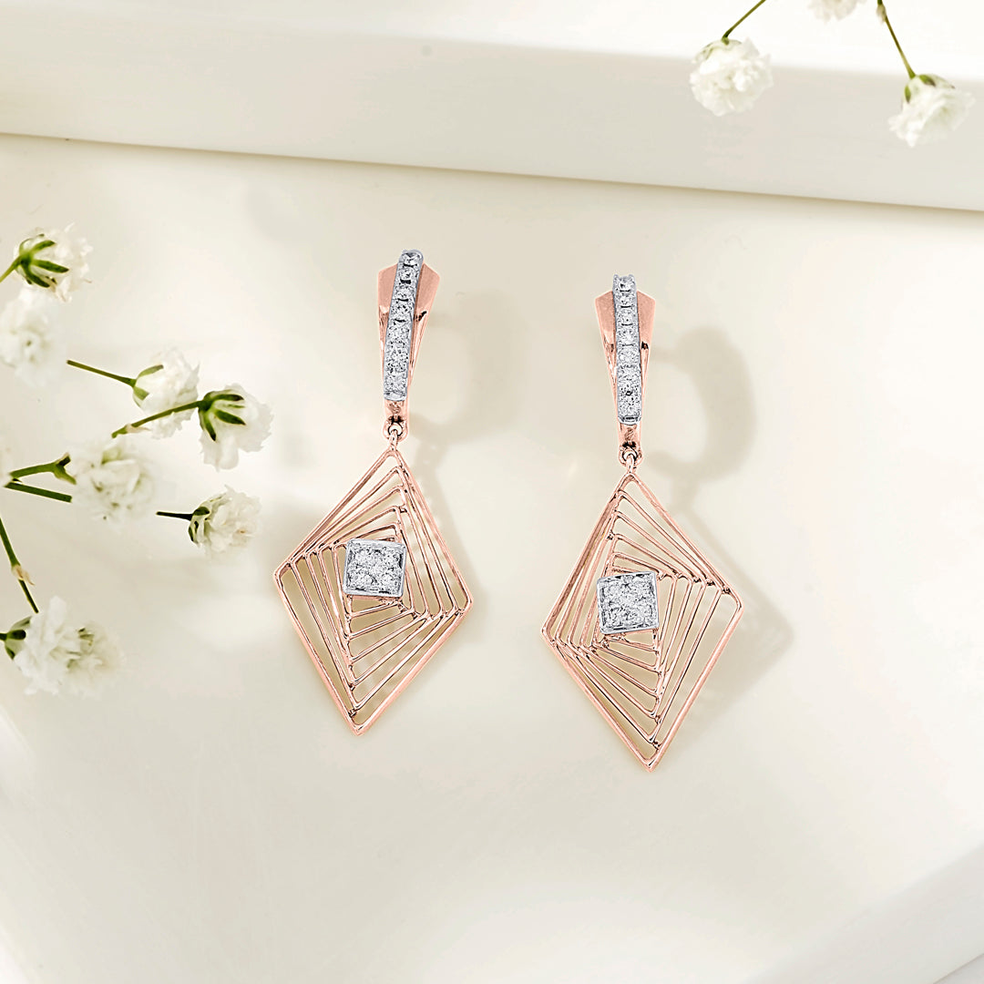 vortex glint gold stud diamond earring