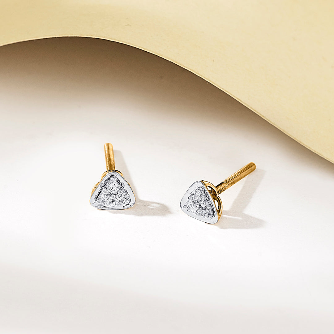 Trilight Spark Gold Stud Diamond Earring for Women