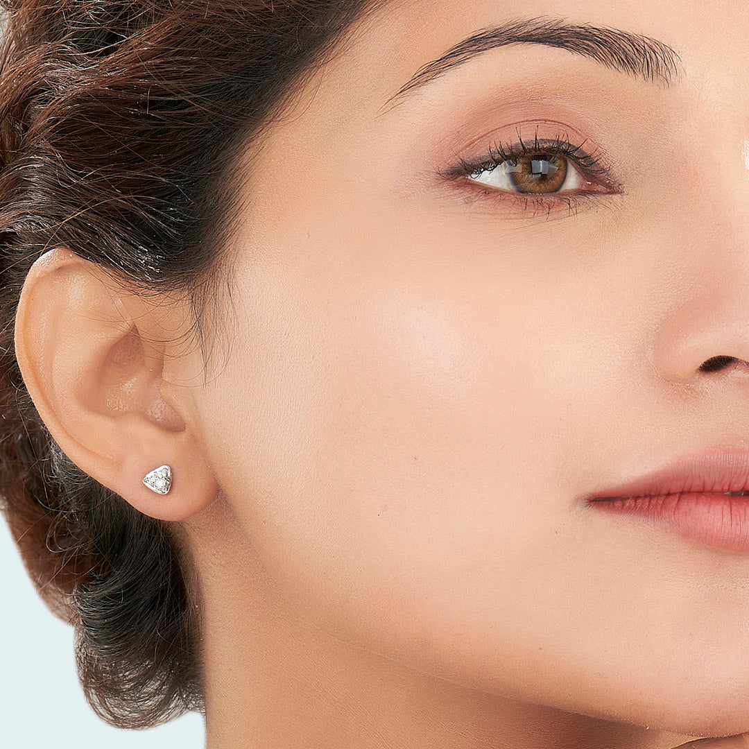 Trilight Spark Gold Stud Diamond Earring for Women