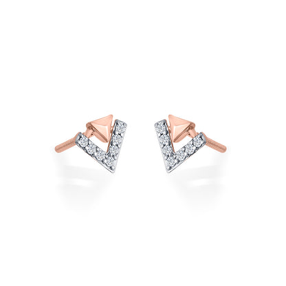 Pinnacle Spark Gold Stud Diamond Earring for Woman