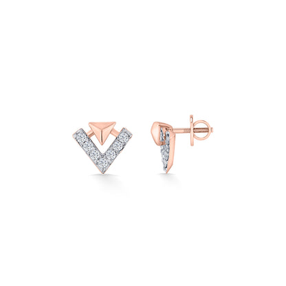 Pinnacle Spark Gold Stud Diamond Earring for Woman