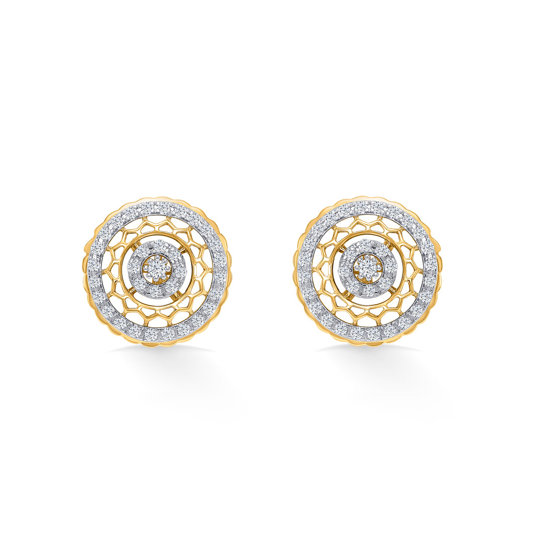 Lunaria Bloom Gold & Diamond Stud Earring