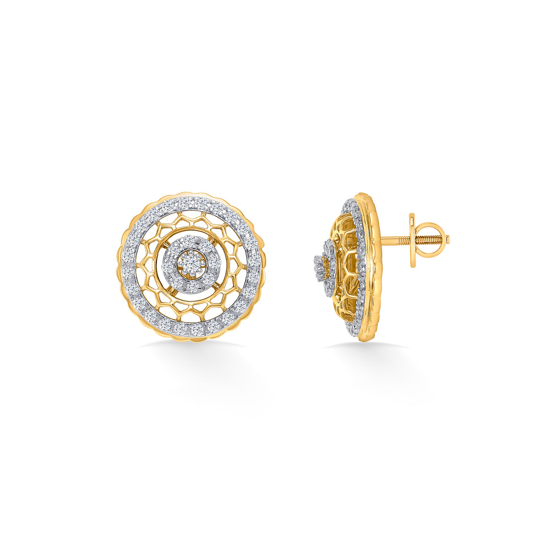 lunaria bloom gold & diamond stud earring