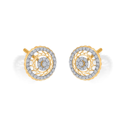 Lunaria Bloom Gold & Diamond Stud Earring