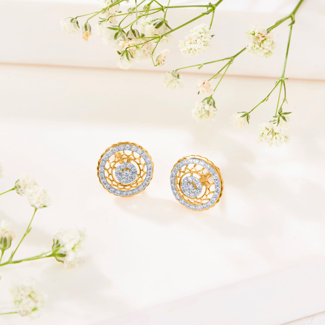 lunaria bloom gold & diamond stud earring
