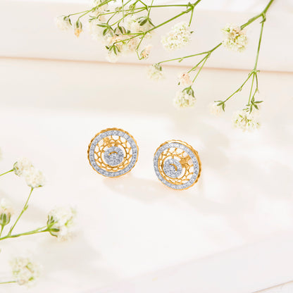 Lunaria Bloom Gold & Diamond Stud Earring