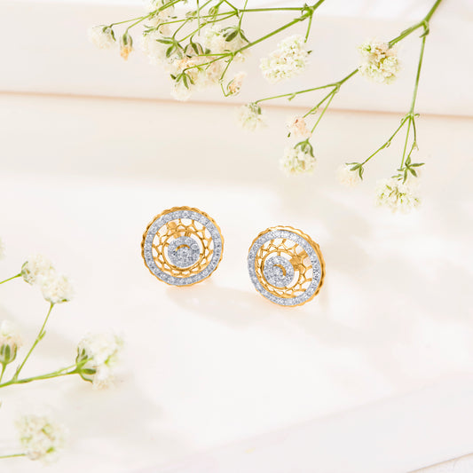 Lunaria Bloom Gold & Diamond Stud Earring