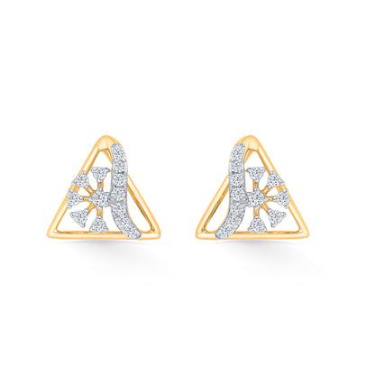Tripoint Gold & Diamond Stud Earring For Women