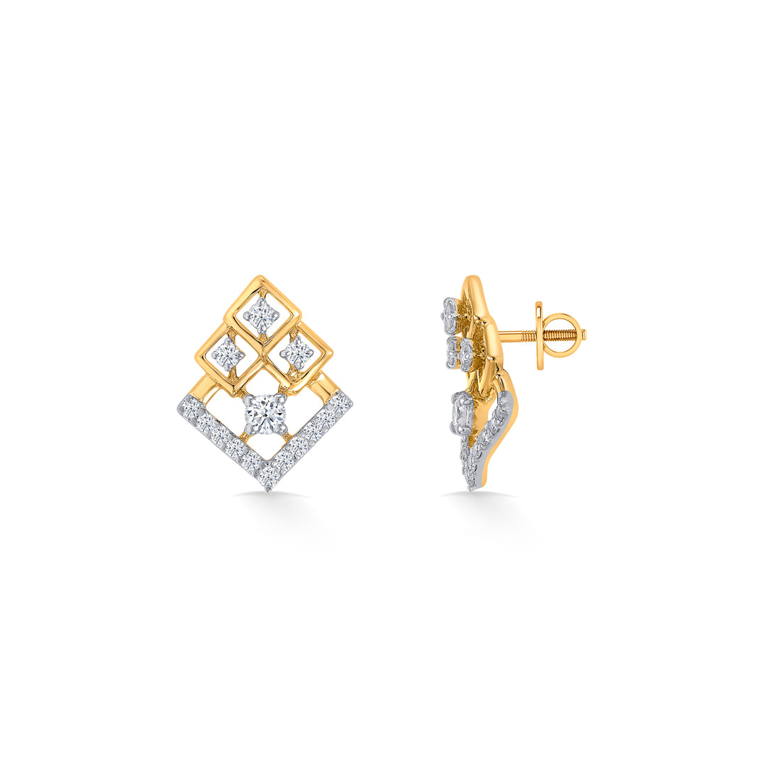 prism stack gold & diamond stud earring