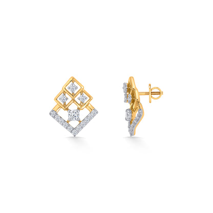 Prism Stack Gold & Diamond Stud Earring
