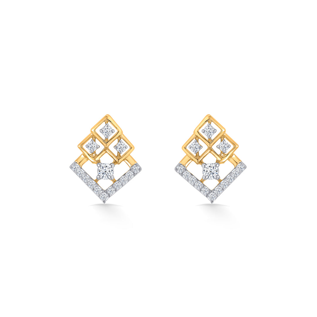 Prism Stack Gold & Diamond Stud Earring