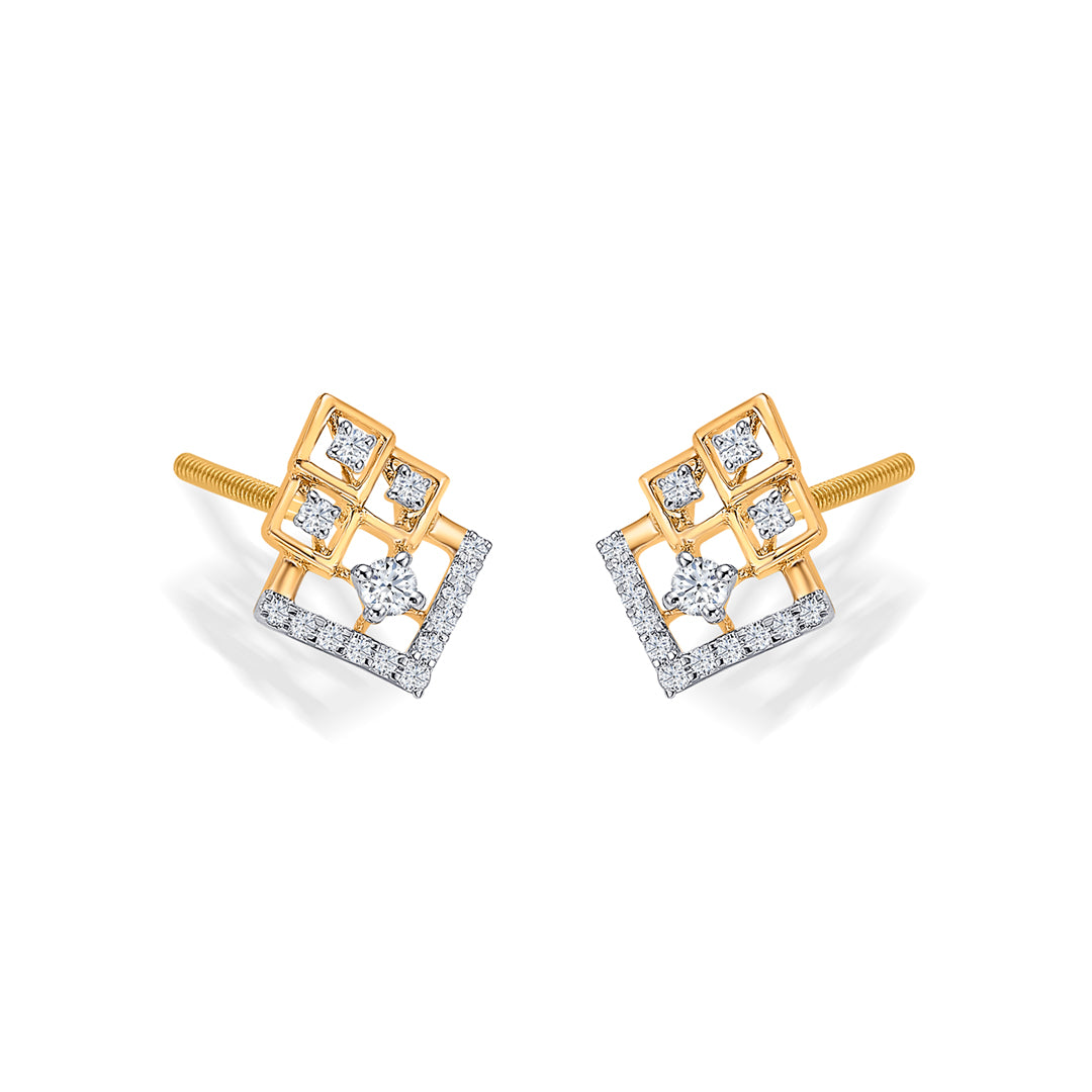 prism stack gold & diamond stud earring