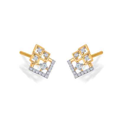 Prism Stack Gold & Diamond Stud Earring