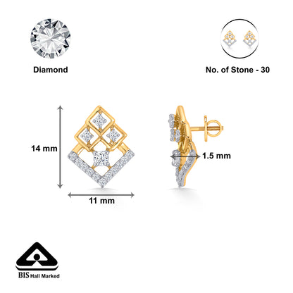 Prism Stack Gold & Diamond Stud Earring