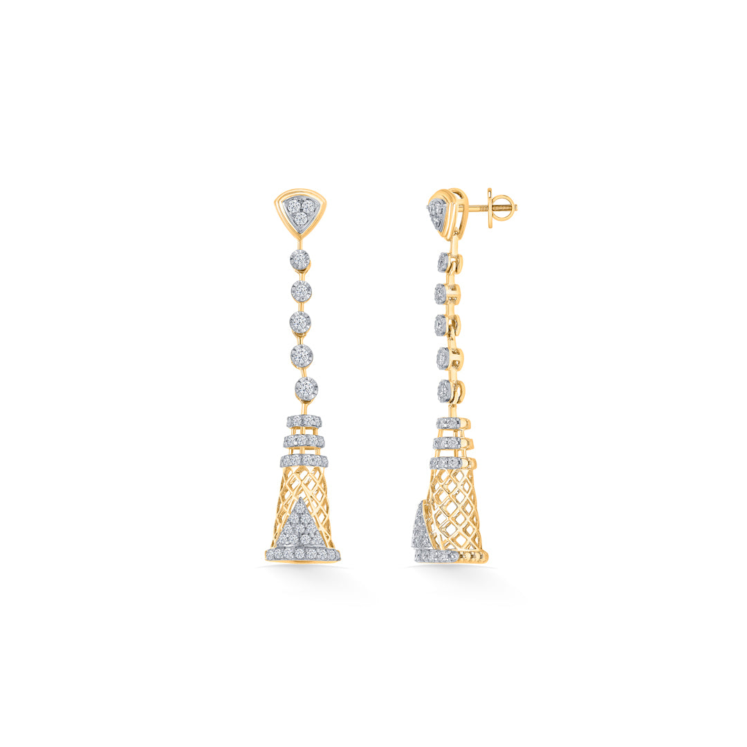 tara tassel gold & diamond drops & dangler earring