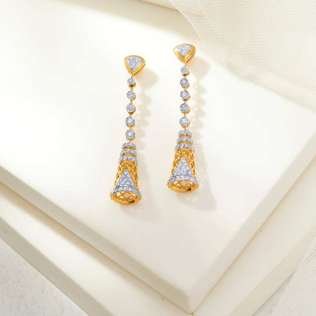 tara tassel gold & diamond drops & dangler earring