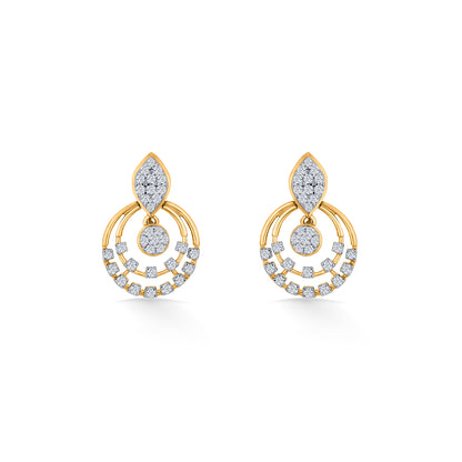 Halo Spark Gold Stud Diamond Earring for Women