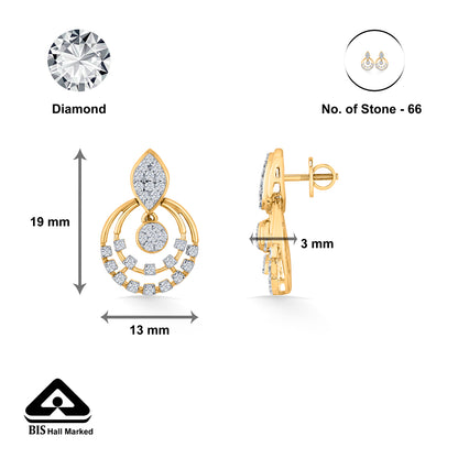 Halo Spark Gold Stud Diamond Earring for Woman